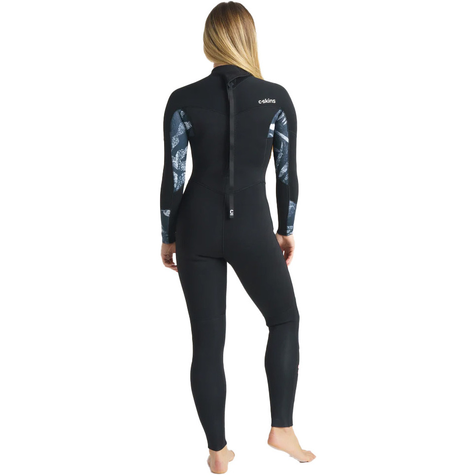 2025 C-Skins Womens Solace 5/4/3mm GBS Back Zip Wetsuit C-SO54WBZ - Black / Tropical Black / Rose